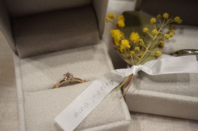 ピンクゴールドにローズカットダイヤを合わせました♪