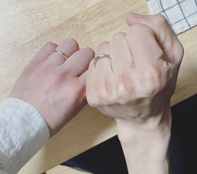 新婦はイエローゴールド、新郎はプラチナにしました。