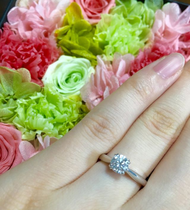 0.54ct.ソリティア・リング着用画像です。