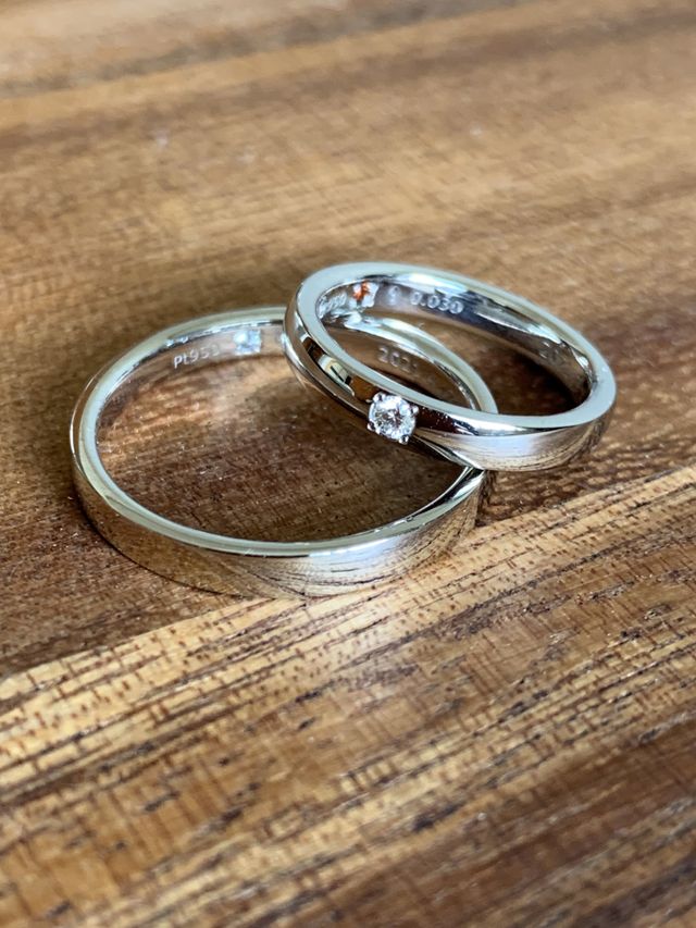 夫　フラット2.7mm 18号　妻　アニバーサリー5号