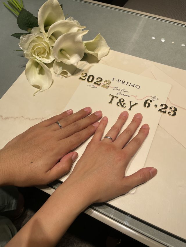 2人共出来上がりの指輪を付けた時です⭐︎