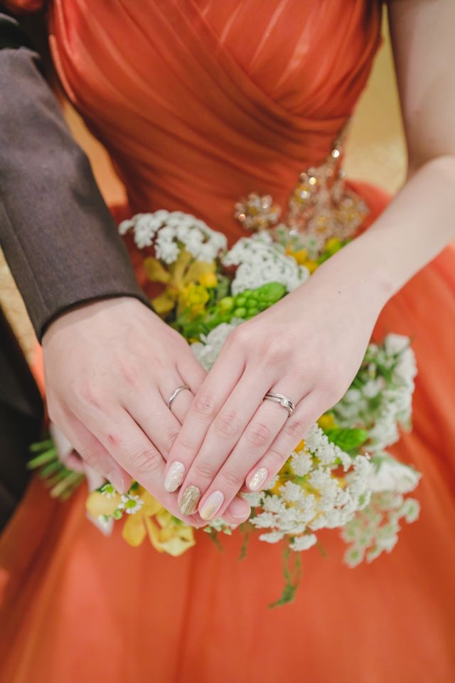 結婚式で婚約指輪セットでつけました