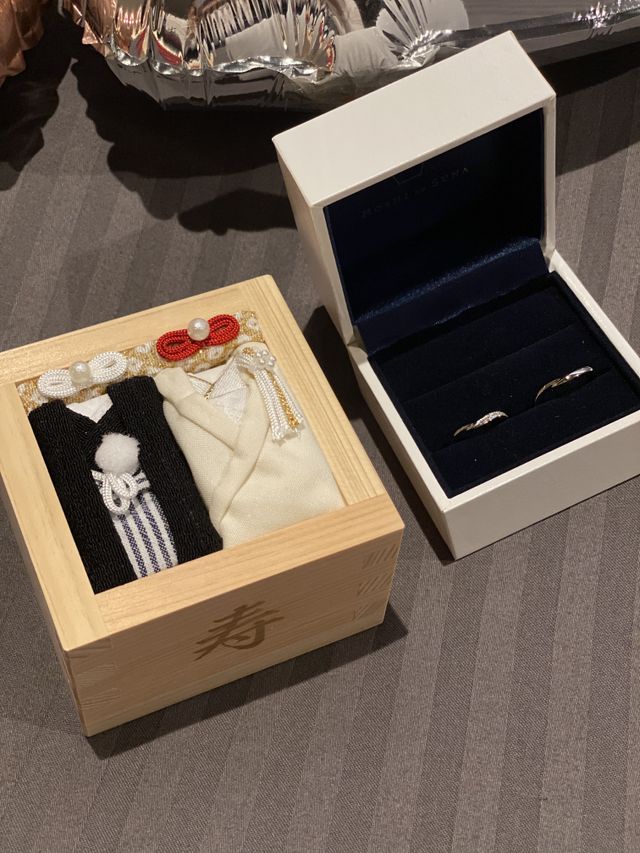 星の砂オリジナルボックスとお祝いでもらった和風リングピロー