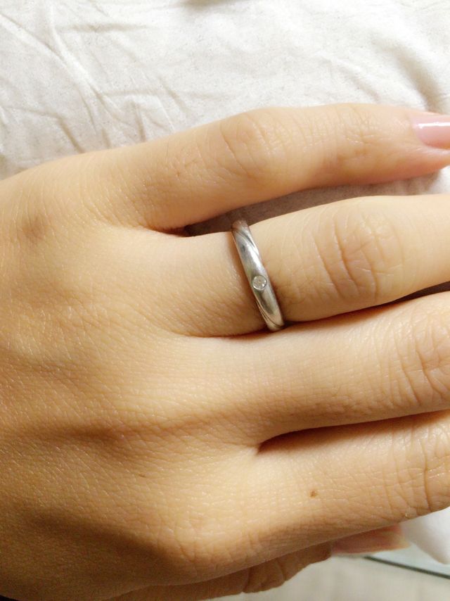 指に付けている写真