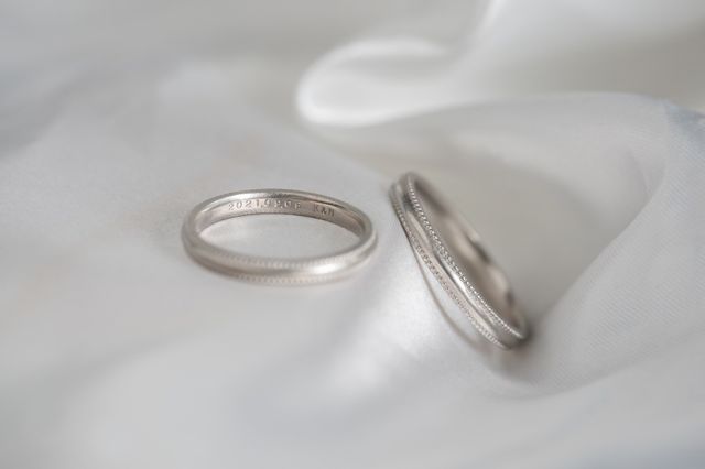 お店の方に撮影して頂いたペアリング