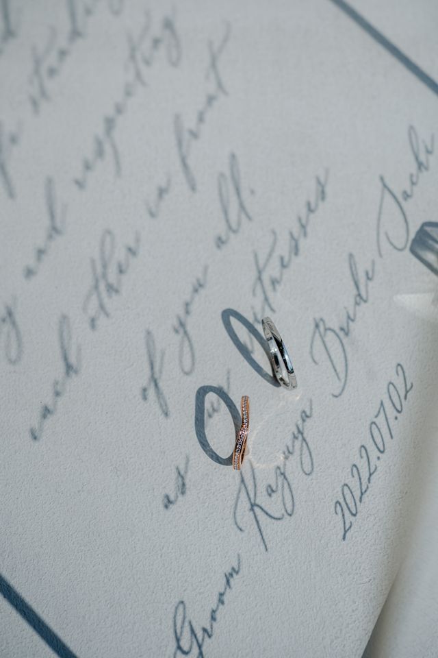 結婚式当日にカメラマンが撮影してくれた結婚指輪×結婚証明証