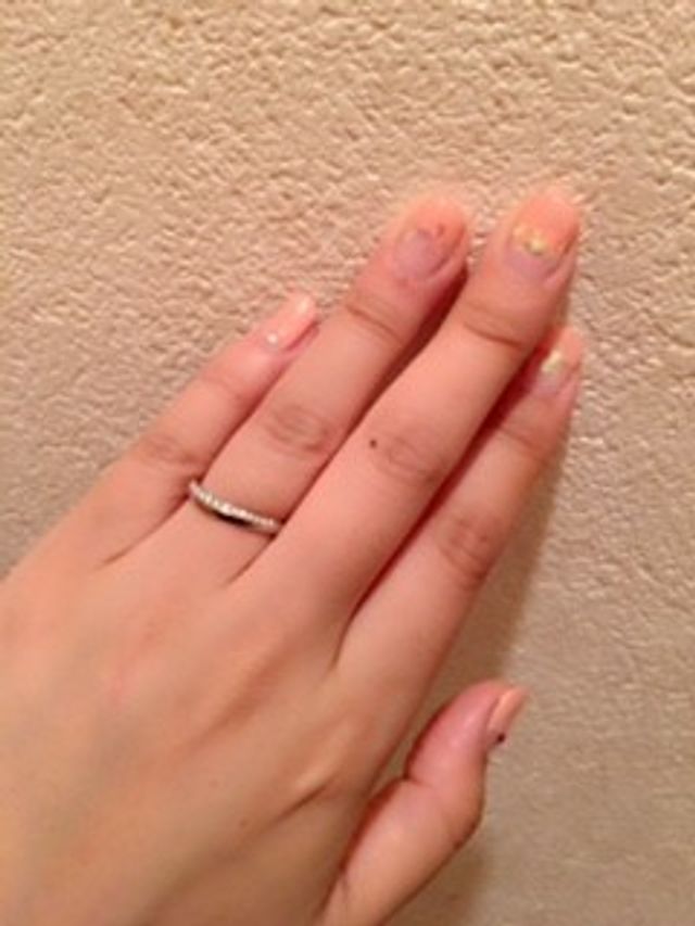 7.5号でプラチナ950の結婚指輪です。ゆるいU字カーブです