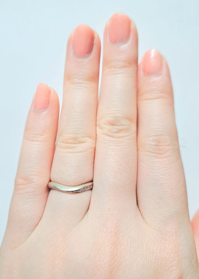 着用して正面から見た写真です。