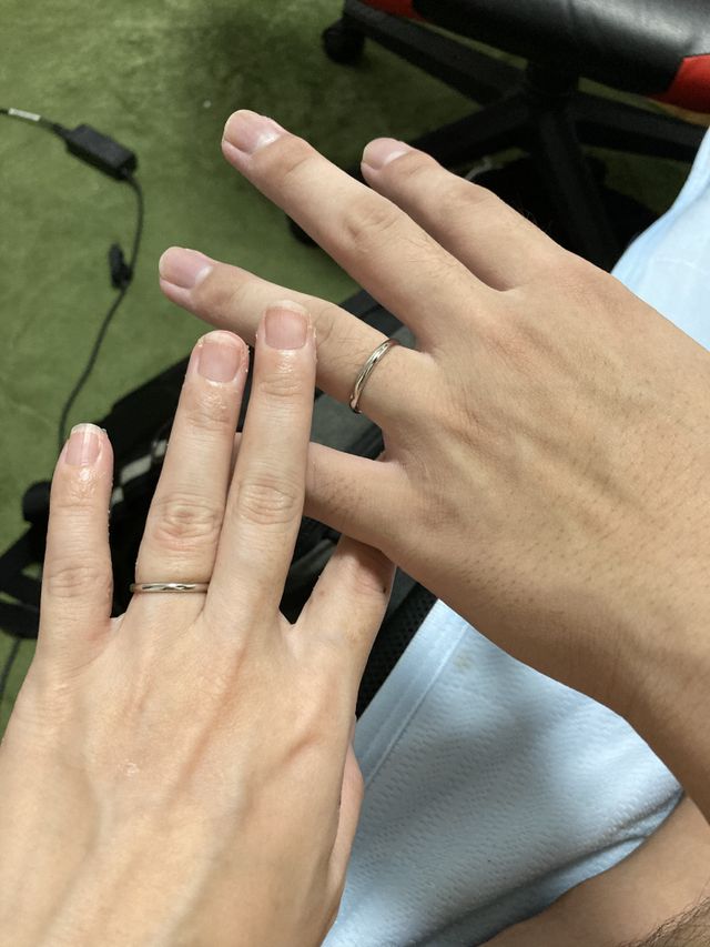 着用写真です。サイズ違いでお揃いにしました。