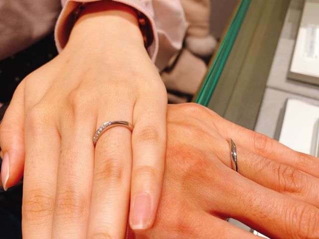 指輪を試着した時の写真です。