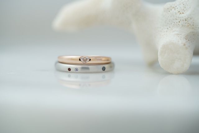 ハートのダイヤが可愛い指輪が出来て嬉しい。