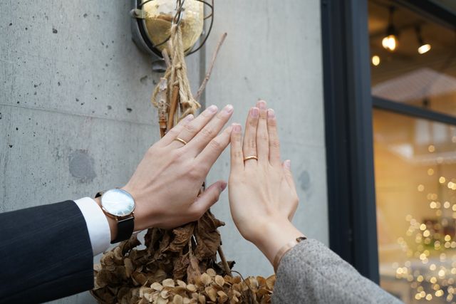 指輪の受け取りの際に、撮影していただきました。