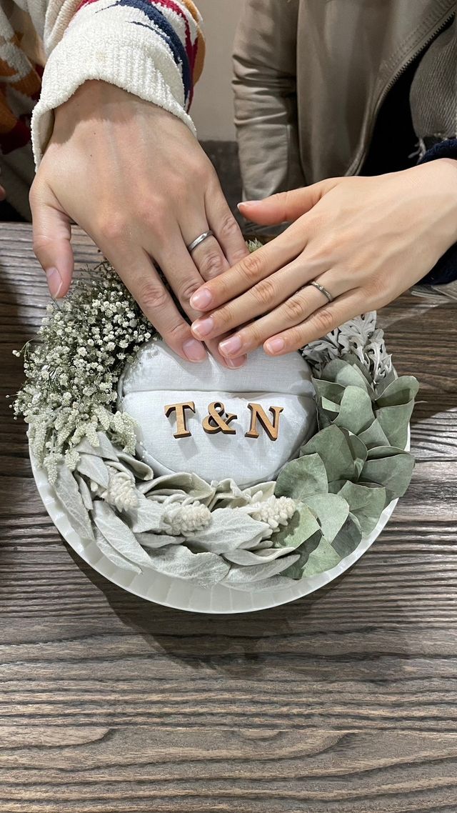 受け取り時はリングピローに入れて用意してくれていました。