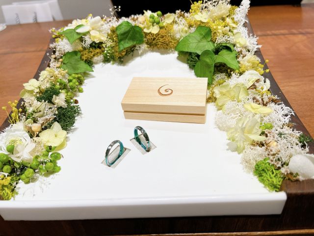 指輪受け取り時の写真です。