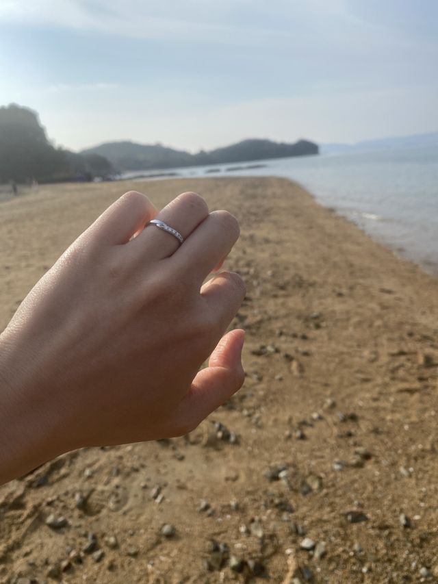 新婚旅行前に指輪を取りに行けました。
