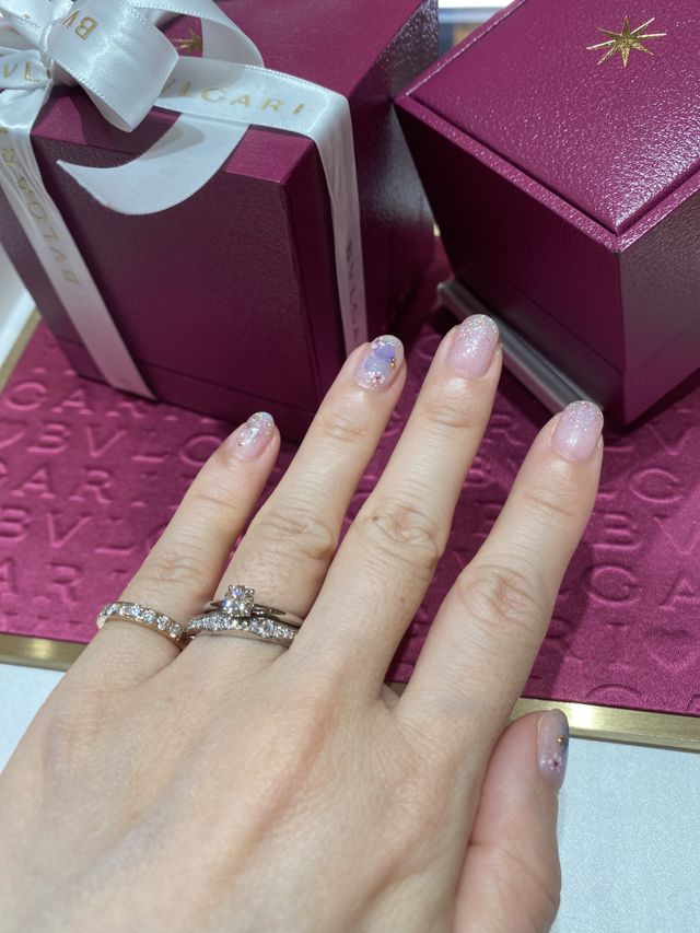 婚約指輪とフルエタニティ結婚指輪のセット