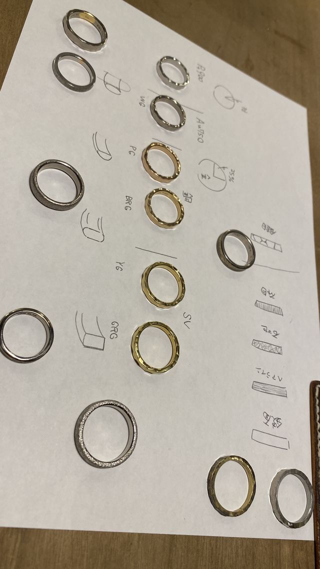 指輪を決める際にご説明いただいた内容(素材、デザイン等)