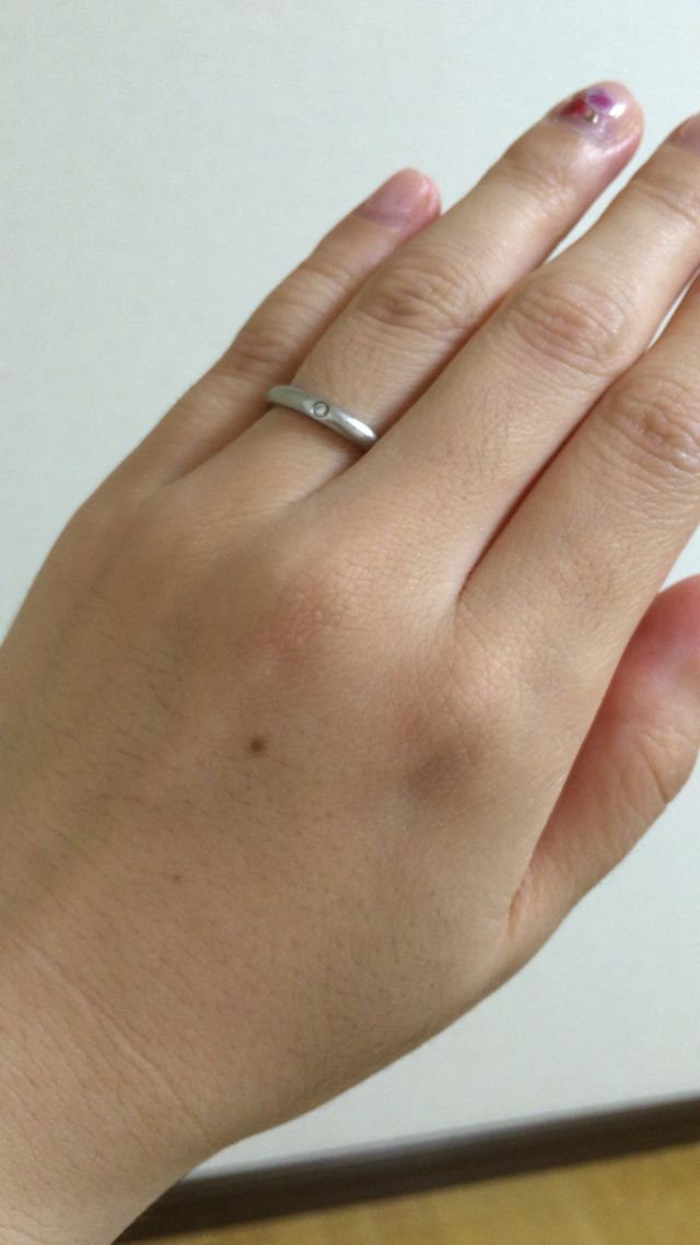 今現在の結婚指輪を付けた感じ