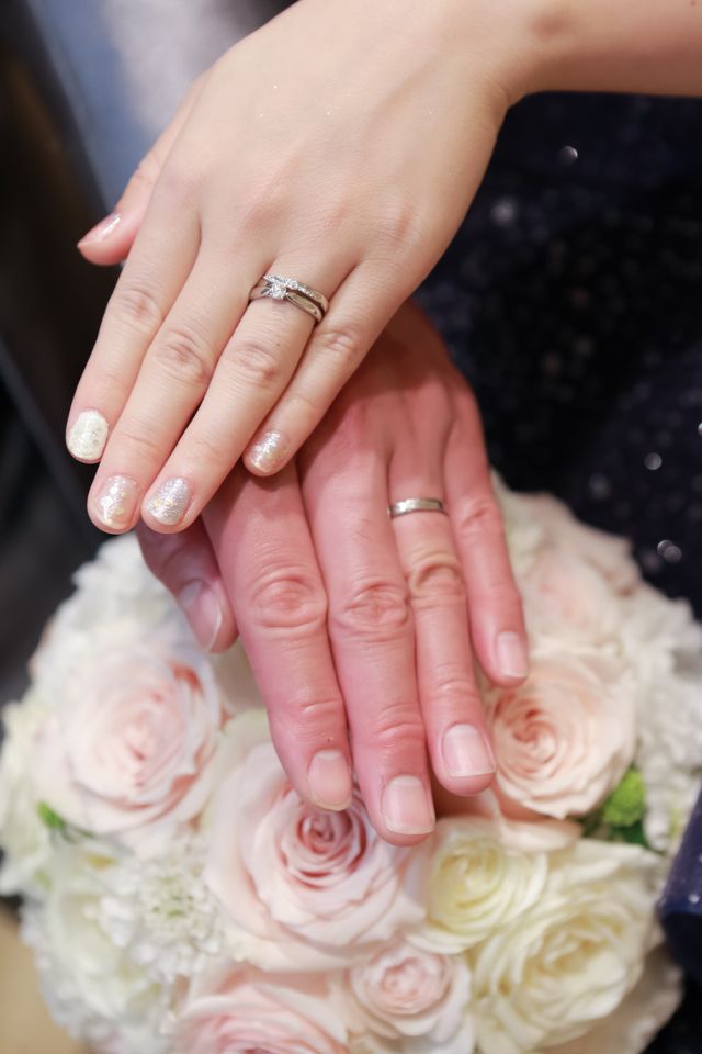 結婚式当日、指輪を着けた状態での指輪