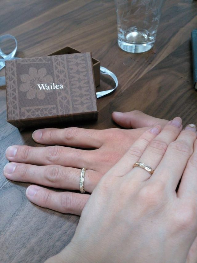 入籍日に自宅で指輪交換しました