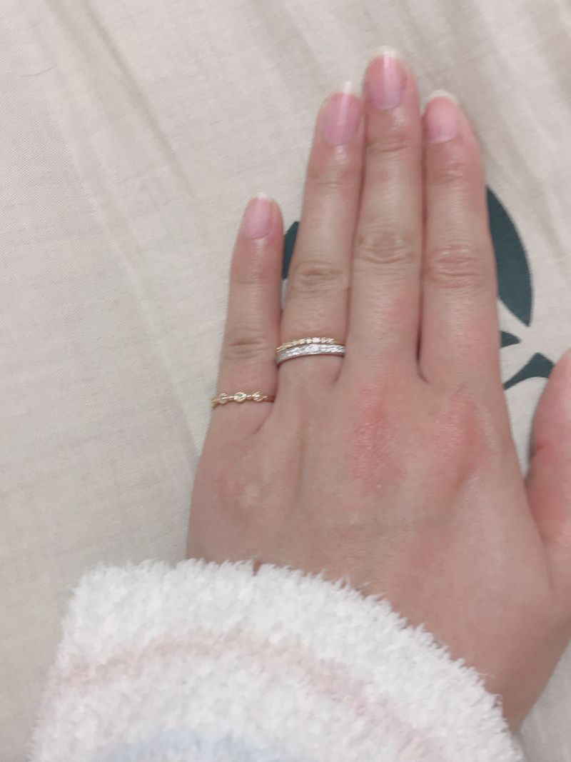 ポンテヴェキオ　K18WG&K18 揺れるハートのハーフエタニティ風リング9号 ポンテヴェキオ K18WG&K18 揺れるハートのハーフエタニティ風リング9号