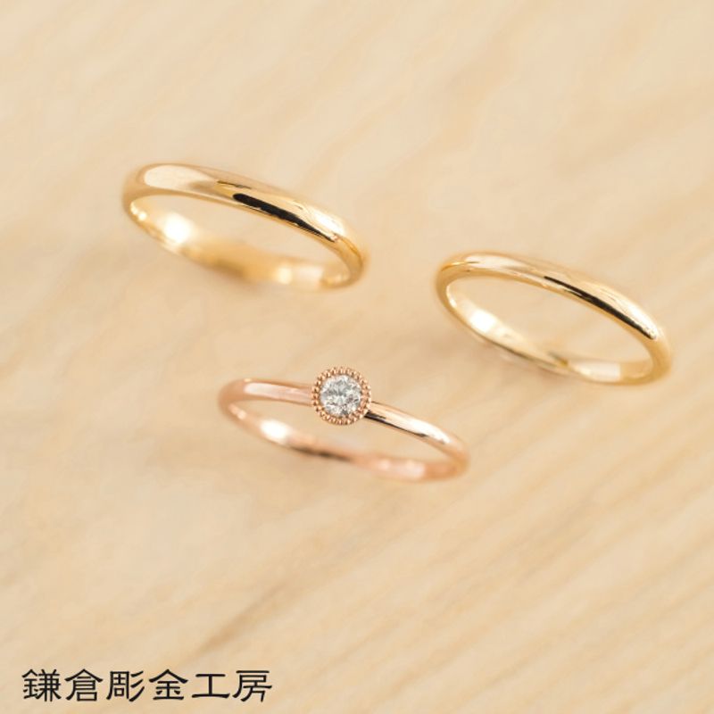 婚約指輪★2 ふたりでつくる結婚・婚約指輪(3本制作)】ダイヤ0.1ct [セットリング