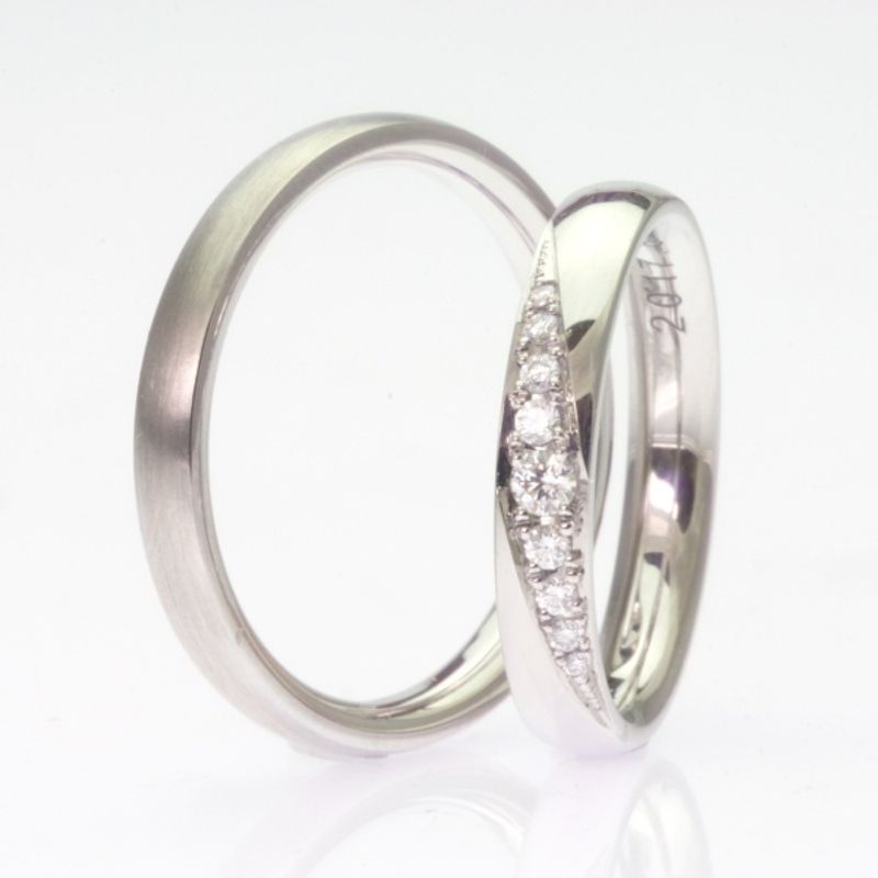 新品 結婚指輪 ギメルリング ノーマル 鏡面&マット仕上 Pt900 幅3mm 平