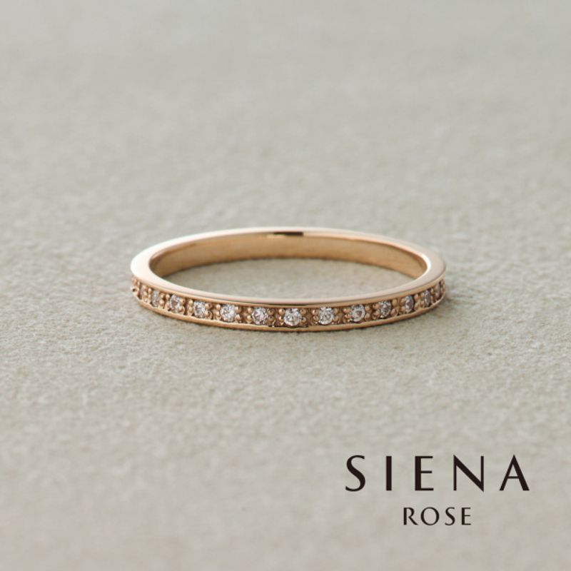 シエナロゼ　SIENAROSE 7粒ダイヤモンド　0.063カラット【美品】 SIENA ROSE】ひねりラインの一粒ダイヤリング[ロゼチナ]｜SANPO