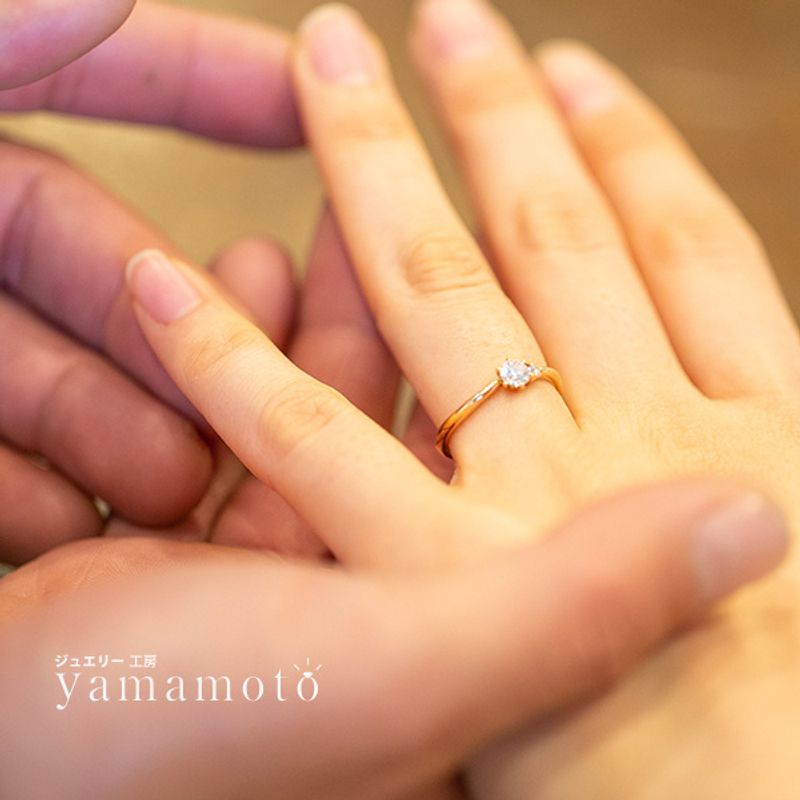 ※オーダージュエリー　ソリティアリング　爪なし　エンゲージリング　1粒ダイヤ ソリティア・ソリテール（爪なし）の婚約指輪（エンゲージリング
