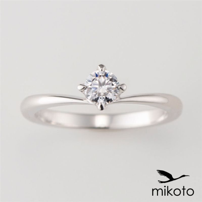 20EN-016】1粒のダイヤモンドを雫のように見立てたV字の婚約指輪