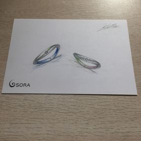 【SORA(ソラ)の口コミ】 形、カラー、石、ライン、刻印と自分の思い描いていたイメージを伝えて、…