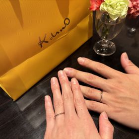 【ケイウノ ブライダル(K.UNO BRIDAL)の口コミ】 内側の刻印にこだわった。指が綺麗に見える。ダイヤが一番綺麗に見える。…