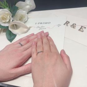 【アイプリモ(I-PRIMO)の口コミ】 自分は指が長めなのですが、指輪が強調しすぎずにプラチナの輝きがキラリ…