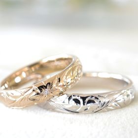 【湘南彫金工房 andfuseの口コミ】 デザインはハワイアン彫刻と決めていました。加えて指輪の形や柄や素材も…