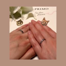 【アイプリモ(I-PRIMO)の口コミ】 男性側の指輪はシンプルなデザインが多い中、選んだ指輪にはダイヤがつい…