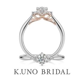 側面にリボンをさりげなくあしらった婚約指輪 【ケイウノ リボン】