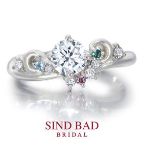 【春舞（はるま）】10のダイヤが織りなす舞いと輝き ピンクダイヤモンド アクアマリン エメラルド アレンジ