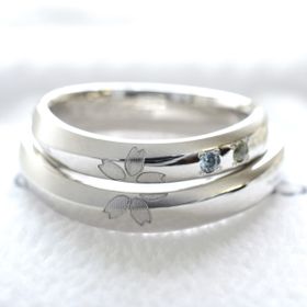 【手作り結婚指輪デザインワックスコース】さくら模様を彫刻した手作り結婚指輪