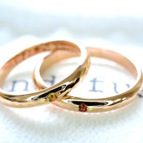 【手作り結婚指輪当日コース】誕生石をセットした甲丸鏡面仕上げ