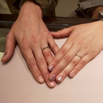 【Joie de treat.(ジョア・ドゥ・トリート)】の口コミ ミル打ちがおしゃれで、他の指にアクセサリーとして指輪をつけたときに自然...