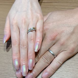 【紡ぎ輪(つむぎわ)】の口コミ 着け心地:リングに適度な厚みと幅があり、内側や角が滑らかに加工されてい...