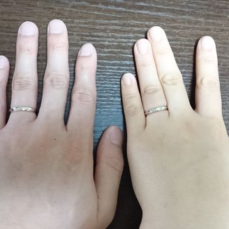 【PePe(ペペ)】の口コミ 素材がPt950とK18ピンクゴールドの両方で、つけてみたら二人の手に...