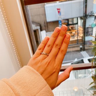 【ミンサーリング】の口コミ ミンサー柄で絞って探していたところ、見つけました。青と透明のダイヤモン...