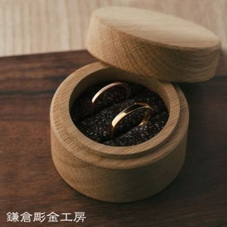 【鎌倉彫金工房】【ふたりでつくる結婚指輪】メンズK18YG(クリア仕上げ)&レディースK18PG(クリア仕上げ)