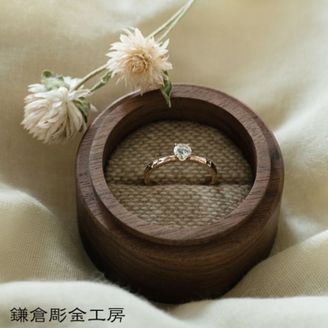 【鎌倉彫金工房】【想いを込める婚約指輪】ダイヤ・K18PG(ピンクゴールド)・クリア仕上げ