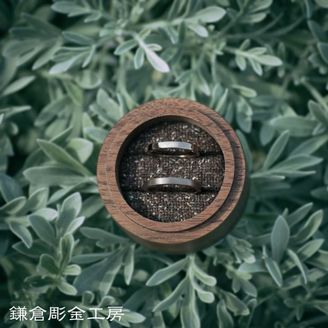 【鎌倉彫金工房】 【ふたりでつくる結婚指輪】メンズK18WG(ヘアライン仕上げ)&レディースK18WG(クリア仕上げ)