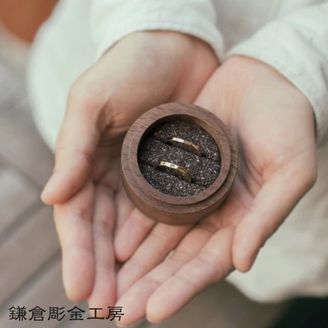 【鎌倉彫金工房】 【ふたりでつくる結婚指輪】メンズK18YG&レディースK18PG(クリア仕上げ)