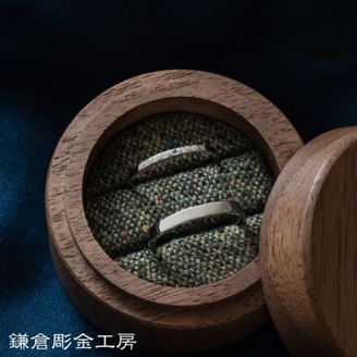 【鎌倉彫金工房】【ふたりでつくる結婚指輪】メンズpt900&レディースK18WG(クリア仕上げ)