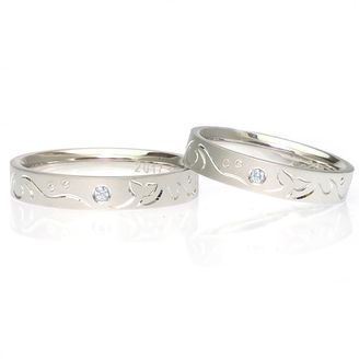 【TANZO.(鍛造指輪)】平打ストレート/手彫り＆ブルーダイヤモンド