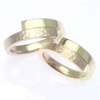 【TANZO.(鍛造指輪)】平打交差デザイン/槌目＆フラット